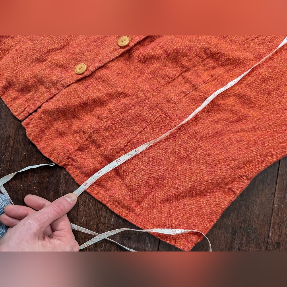 Flax Rust Orange Button-Down Fitted Collared Shor… - image 6